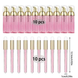 Grafted Eyelash Cleaning Brush Set with 60ML Empty Foam Bottle Eyelash Shampoo Long Rod Nose Brush Extended Care Cosmetics Tool