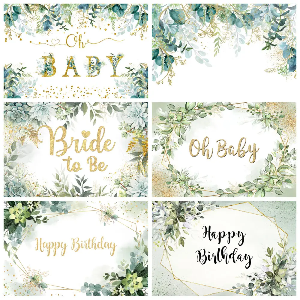 

Greenery Photography Backdrop Spring Green Eucalyptus Leaves Branches Wedding Birthday Customized Background Banner Props