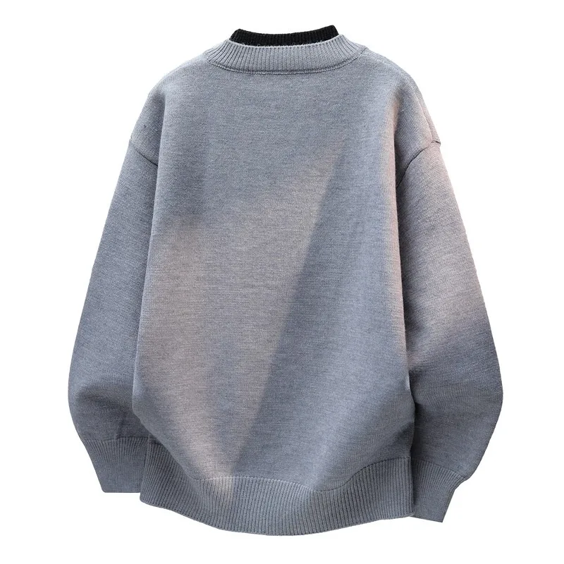 Herren-Strickpullover im Old-Money-Stil mit Henley-Kragen, locker geschnitten, Oversize, Plus Size, lässige Strickware, Oberbekleidung für den Alltag – Detail 2