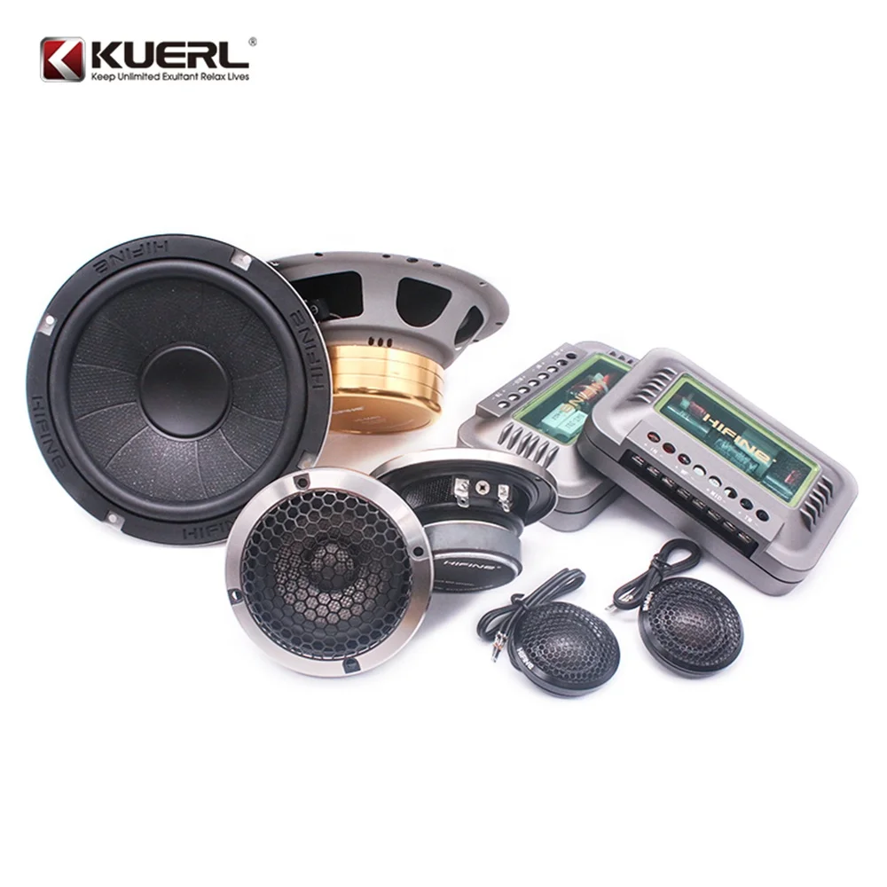 High Quality 3-Way Car Audio Speaker Component Set with 2* RMS Power 100W-6.5inch Woofers/40W-Mid range/30W -Tweeter & Crossover