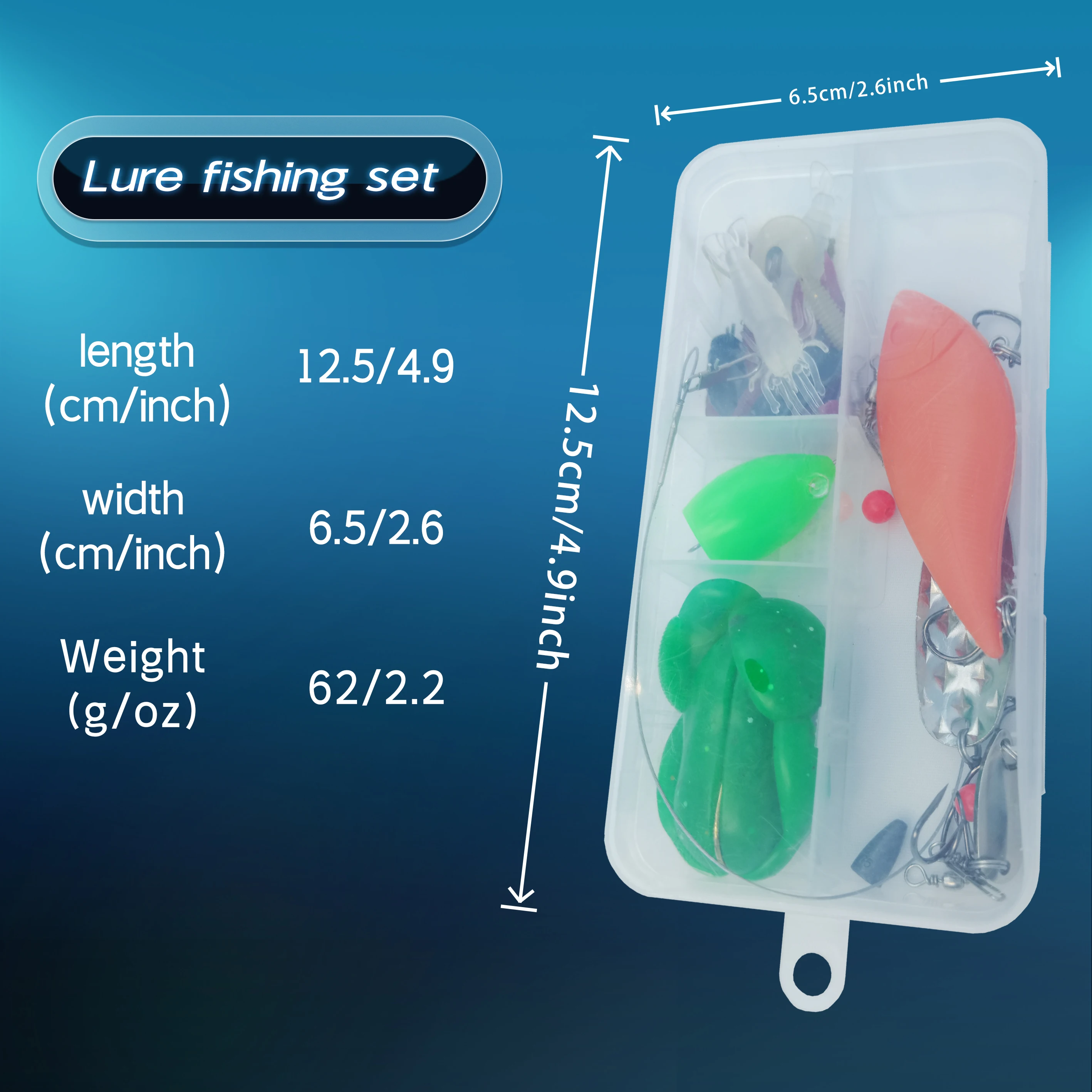 إغراء الصيد المبتدئين مجموعة كاملة معدات الطعم الثابت بريق سبينر الطعم العالمي لجميع المياه وطبقات المياه المضادة للتمزق عززت لينة الطعم طويلة الصب لينة دودة الضفدع إغراء مجموعة صناديق