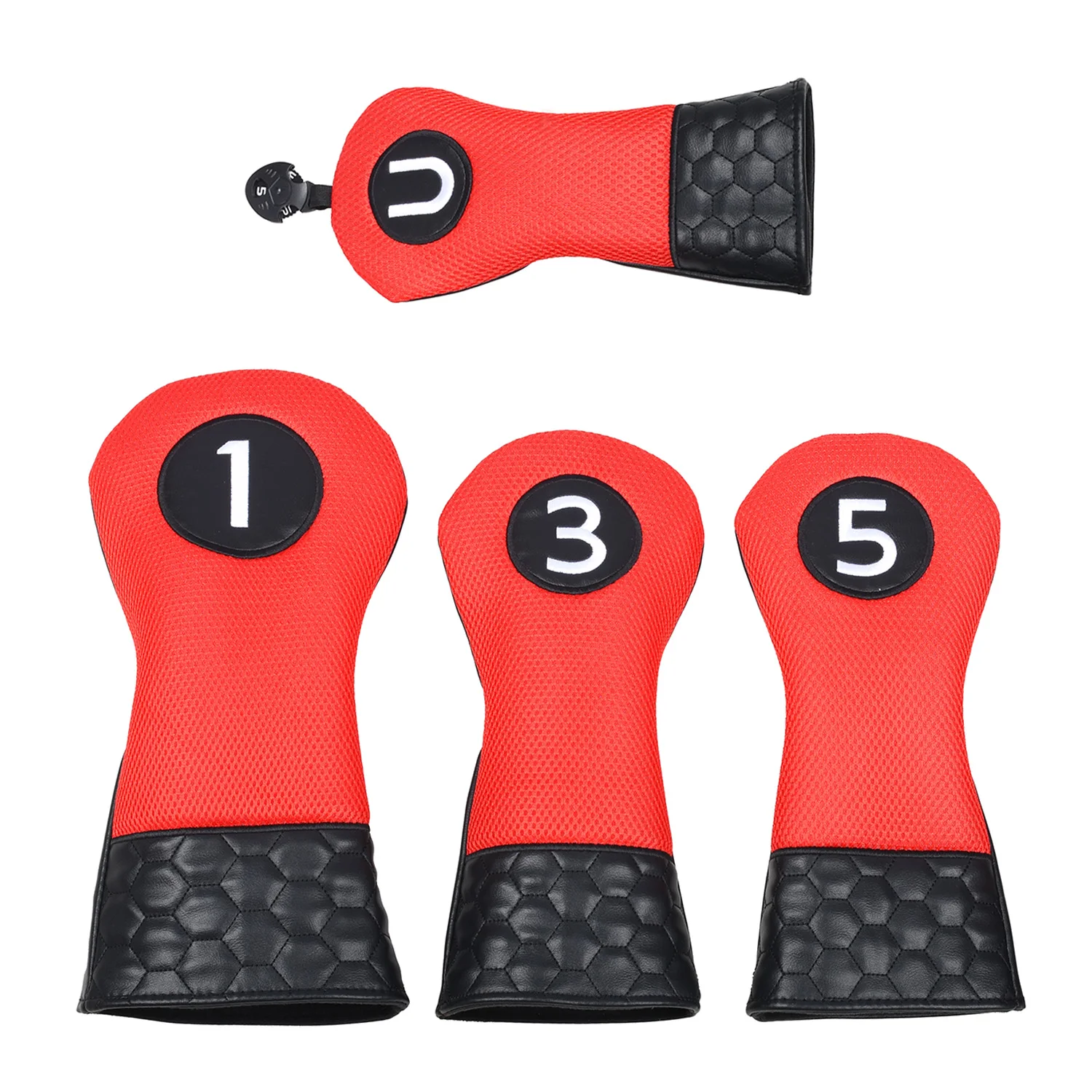 New 4pcs/Set Golf Headcover Driver Fairway Hybird Wood Head Cover Set PU Leather Soft Durable Golf Woods Club Accessories ﻿