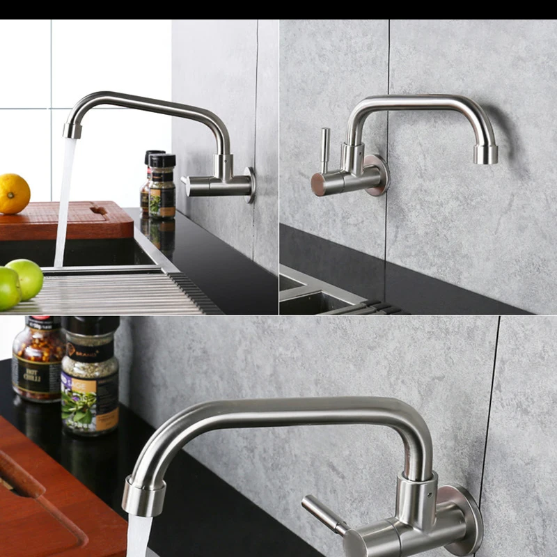 1 Stück Schnittstelle 1/2 Zoll SUS304 Edelstahl spritzwassergeschützter Wasserhahn Eingebetteter 7-Typ-Einzelkaltwasserhahn Geeignet zum Waschen in der Küche