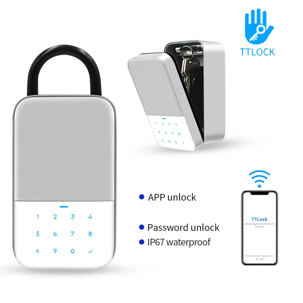 KB2 TTLOCK Smart Key Box per esterni Scatola di immagazzinaggio Serratura a chiave segreta Fusebox Bluetooth TTlock App Sblocca Wifi Gateway Scatola di sicurezza Lucchetto