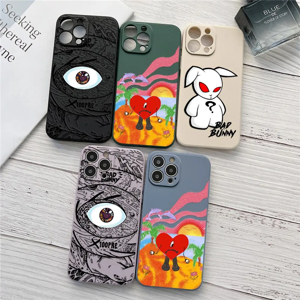 Bad Bunny Love X100pre Phone Case For iPhone 15 14 13 12 11 Pro Max Mini 7 8 15 Plus SE 2020 14 Cases Liquid Silicone Back Cover