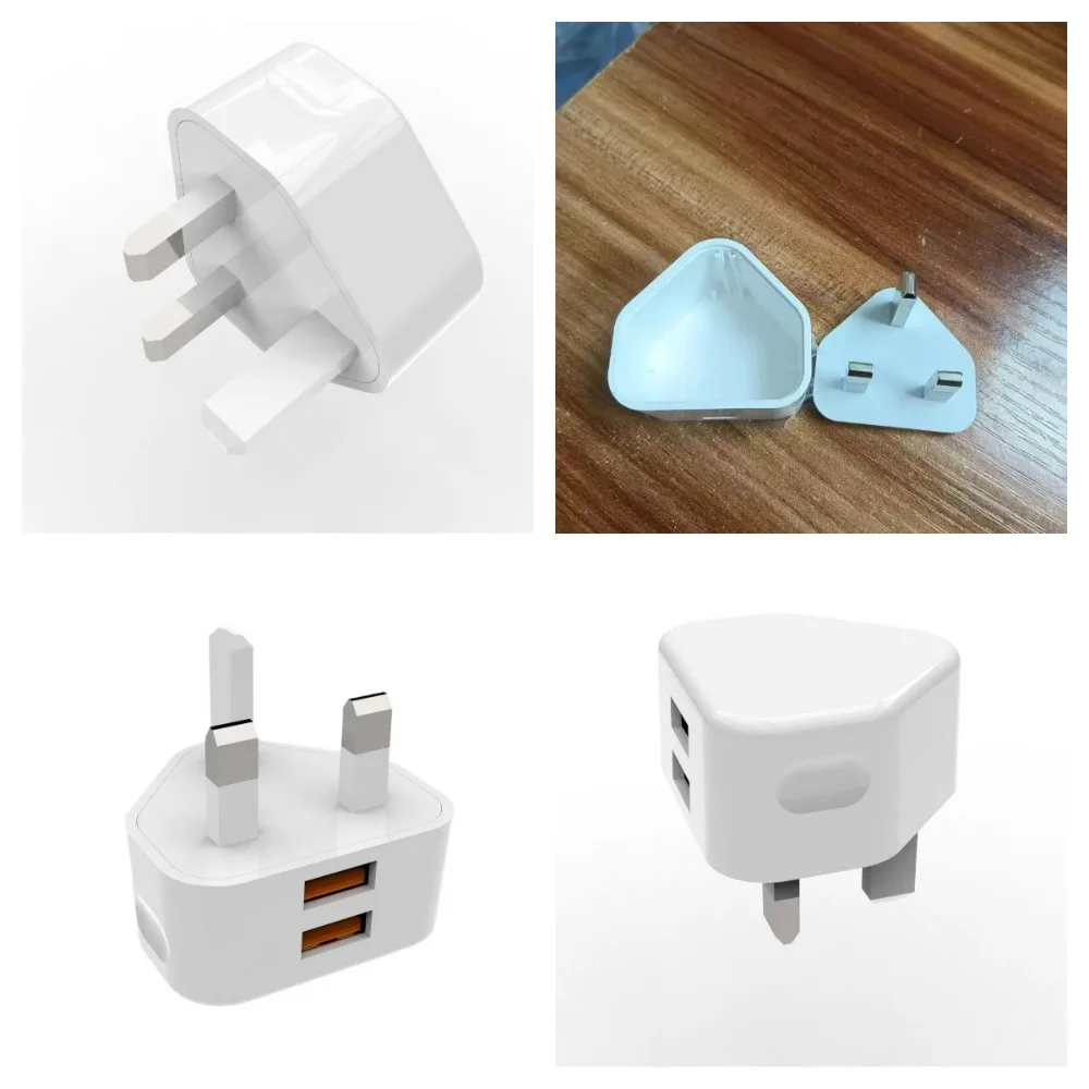 UK Plug Dual-Port Fake Power Adapter Storage Box - Pill Case Disguised Safe Transfer Organizer for Secure Storage