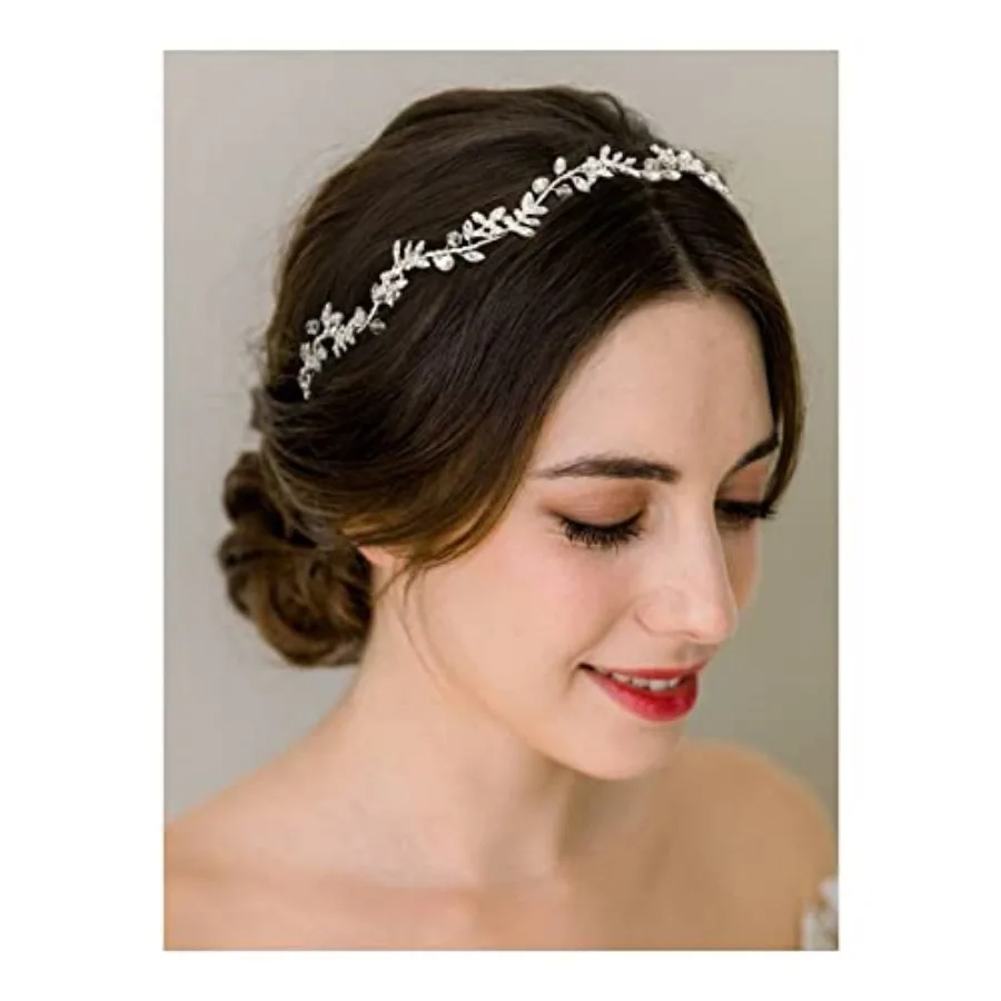 

Rhinestones Bridal Headband Silver Crystal Wedding Headpieces for Brides Hair Pieces for Bridesmaid Flower Girl Hair Accessorie