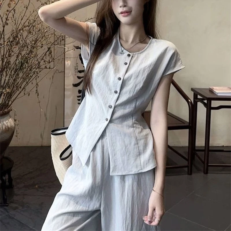

French Style Niche Tie Chic Shirt Women's Summer Fashion Temperament Flying Sleeve Shirt