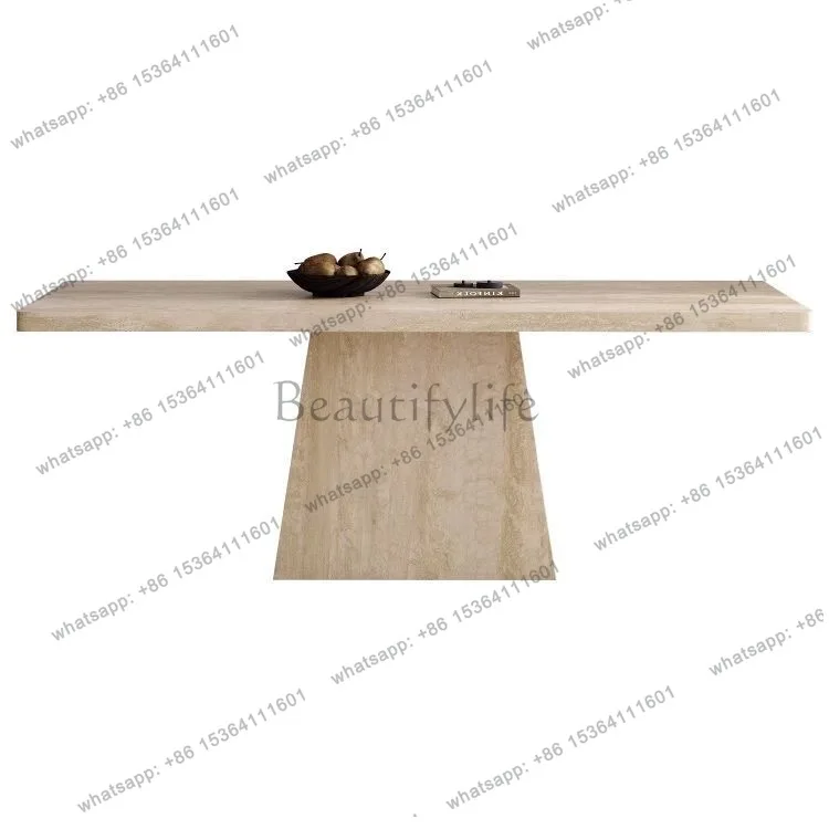 

Wabi Sand Travertine Cream French Premium Italian Minimalist Small Unit Rectangle Slate Dining Table
