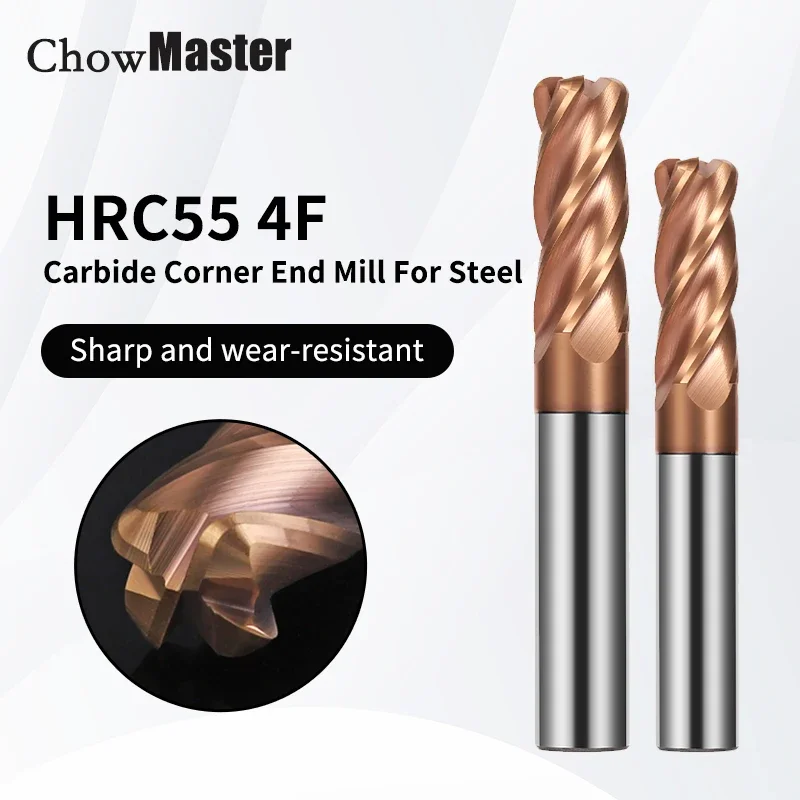 

Full Size HRC55 Corner Radius Carbide End Mill 4F R Ballnose CNC Tungsten Steel Milling Cutter Coated Surface Machining Metal