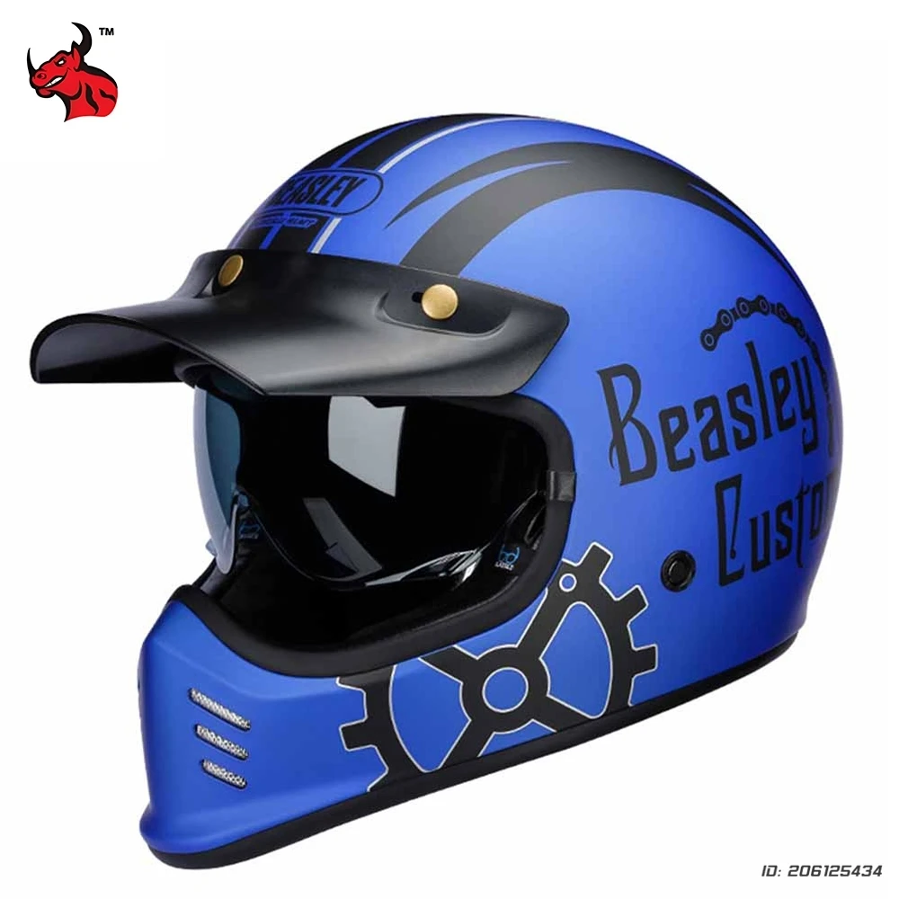 

Retro Full Face Motorcycle Helmet Motocross Retro Motorcycle Full Helmet Dot Certified Men And Women Four Seasons Safety Helmet
