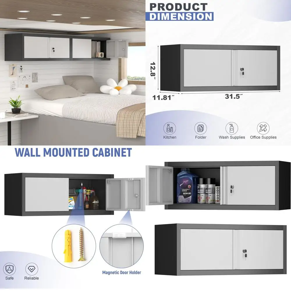 

Надежный настенный шкаф для хранения для гаража, офиса, дома и автофургона - высота 12,8 фута