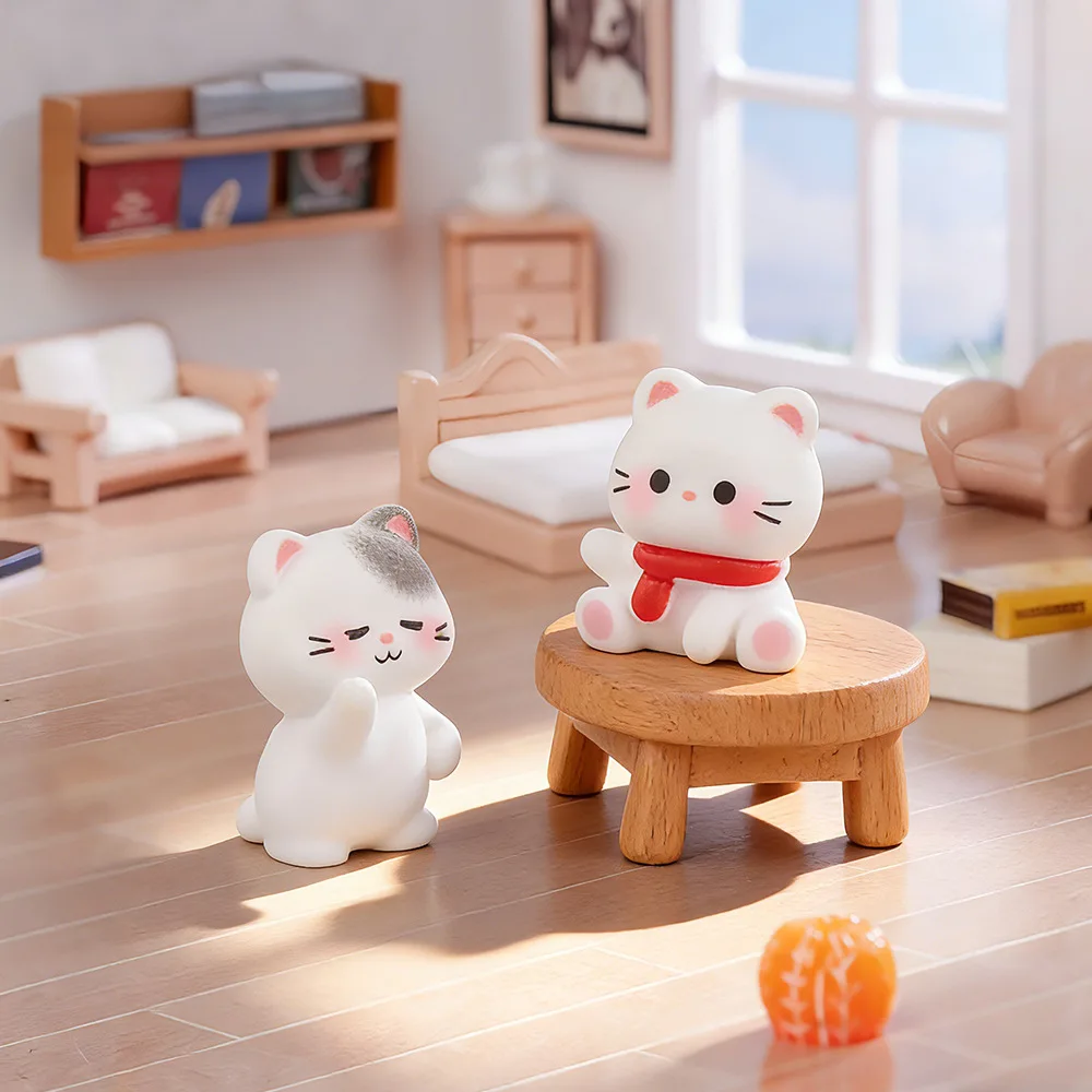6 Piezas de Lindas Figuras de Gato de Resina, Adornos en Miniatura para Micropaisajes, Casas de Muñecas, Jardines, Escritorios, Accesorios de Decoración DIY, Decoración para Autos