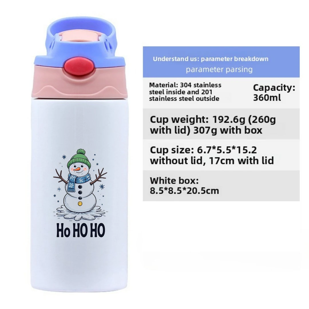 كوب حراري من الفولاذ المقاوم للصدأ 304 + كوب بقشة ملصق رجل الثلج الكرتوني + مجموعة أكواب مياه للأطفال - هدية عيد الميلاد الأساسية #6