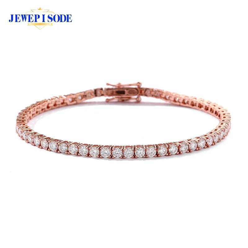 JEWEPISODE Solid 925 Sterling Silver Tennis Bracelet for Women Men Fashionable Engagement Wedding Charm Hand Jewelry 3mm 14-23cm