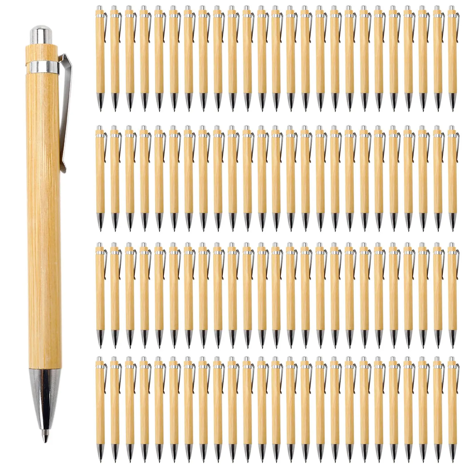 

60Pcs Bamboo Ballpoint Pen Stationery Party Pens Office School Supplies Business Gifts