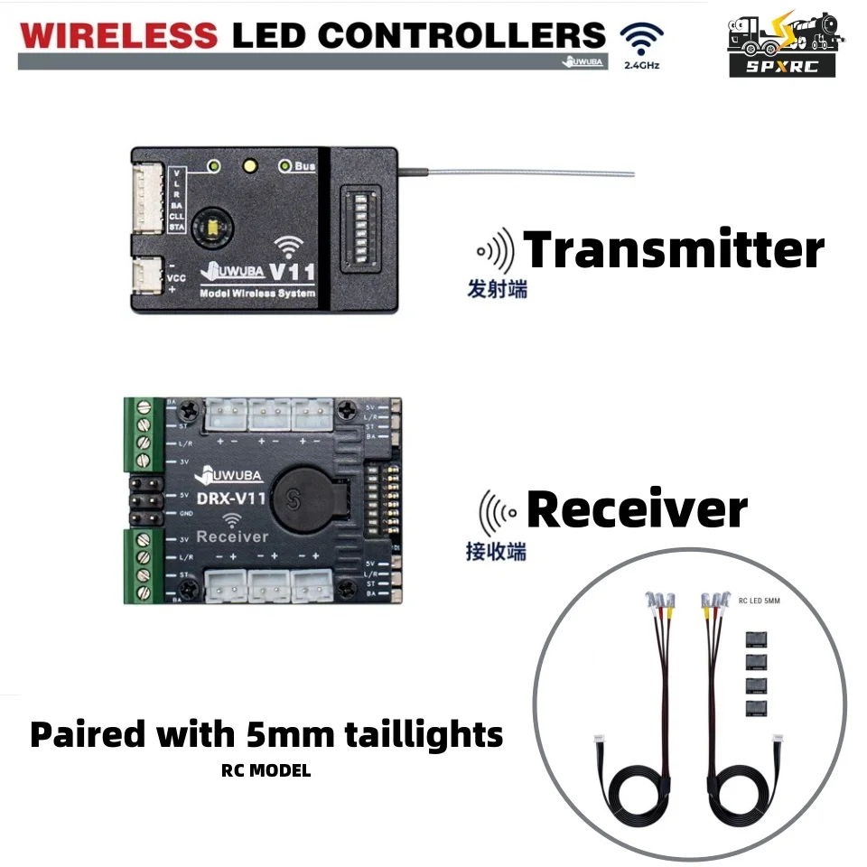 

V11 Wireless Lighting Control System Wireless Light Group 5mm Taillight Transmitter Receiver For Tamiya 1/14 Truck Trailer Parts