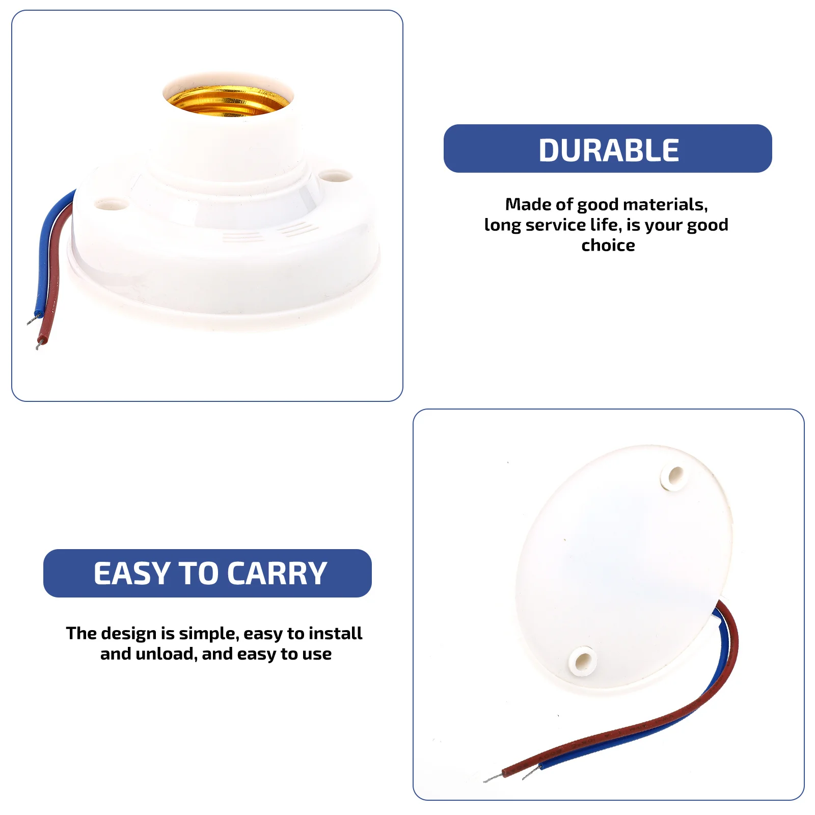 

2Pcs Lamp Holder E27 Base Sturdy Materials Good Workmanship Night Environment Lamp Holder