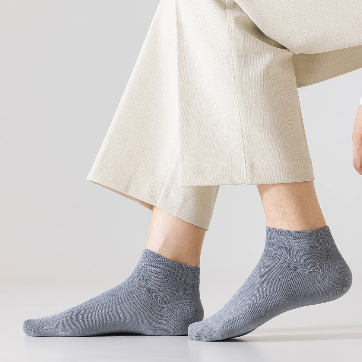 4-Pair الرجال القطن الربيع والخريف بلون بسيط أزياء تنوعا كلية نمط الصيف تنفس الجوارب القصيرة #5