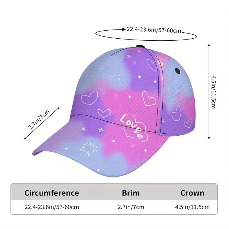 Baseball with a Love Clouds Design Featuring a Full-Body Print And Adjustable Snapback, Perfect for Running Sports And Street