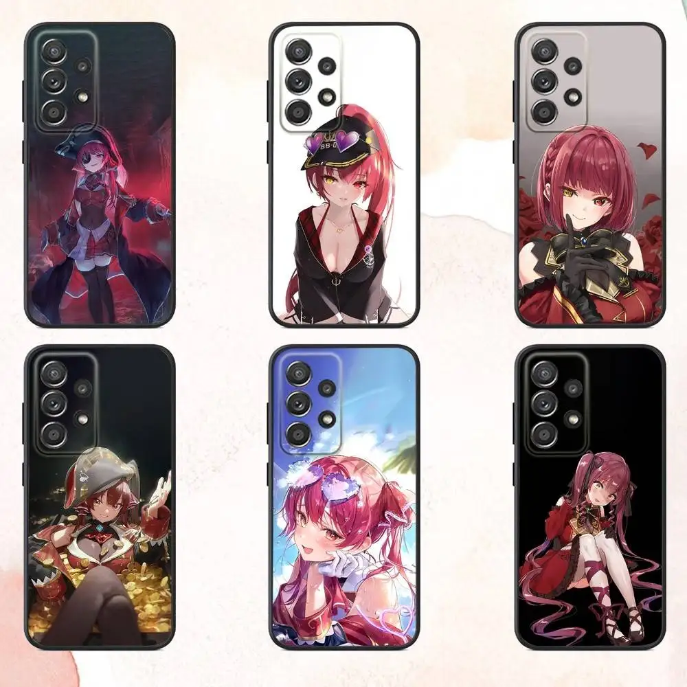 

Phone Case For Samsung S25,S24,S21,S22,S23,S30,Ultra,S20,Plus,Fe,Lite,Note,10,9,5G H-Houshou Marine H-Hololive Black Cover