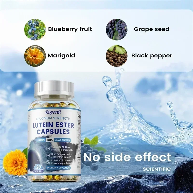 Lutein Ester Capsules - with Zinc, Vitamins C, E, Zeaxanthin, For Dry Eyes Fatigue, Improved Vision, Promotes Macula Health