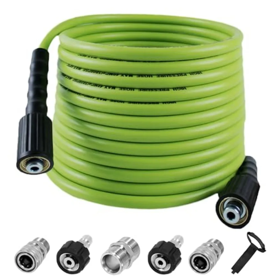 

Pressure Washer Hose 100Feet for Power Washer 5800 PSI Kink Resistant Pressure Washing Extension Hose 1/4" Power Washer Hose Re