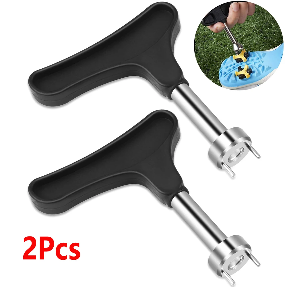 2PCS Golf Spikes Wrench, Professional Golf Spike Removal Tool, Universal Black Metal Golf Shoe Spike Tool Golf Cleat Tool