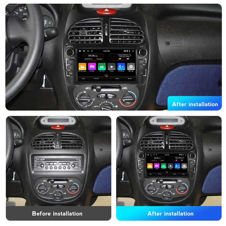 7 Inch 2 Din Android 15 Car Radio Stereo For Peugeot 206 206CC 206SW 2000-2008 Car Play Android Auto Multimedia Stereo Player BT