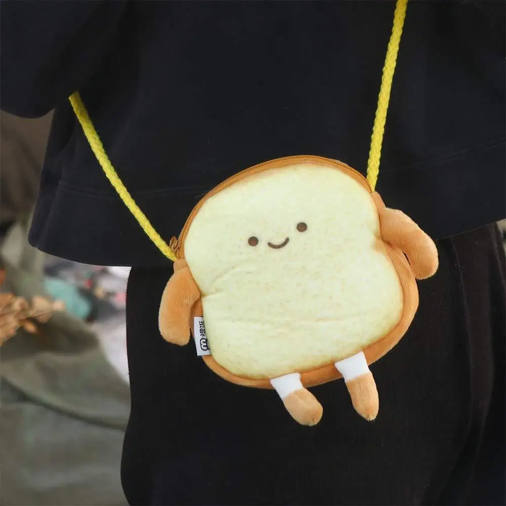 Cute Coin Purse Cartoon Cosmetic Bag Bag Pendant Card Bag Girl Shoulder Bag Bread keychain Bag Flush Wallet Toast Coin Purse