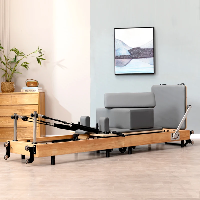 High quality pilates reformer Oak foldable reformer Quick folding Yoga Big Fitness Equipment commercial Home pialtes bed view 6