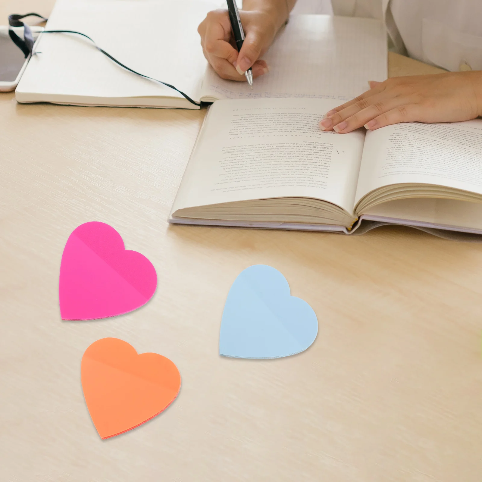 

8 Books Heart-shaped 50 Sheets Each Waterproof Memo Pads Multicolor Self-adhesive Note Stickers for School Office