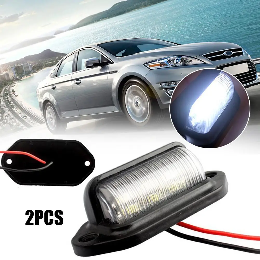 2PCS 6 LED Car License Number Plate Light For SUV Truck Trailer Van Tag Step Lamp White Bulbs Car Products License Plate Lights