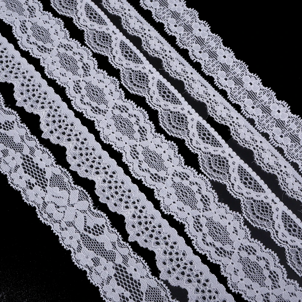 5 Yards Weißes Spitzenband Elastisches Spitzenmaterial DIY Heim Hochzeit Dekoration Geschenkverpackung Nähen Kleidung Material Handarbeiten – Detail 4