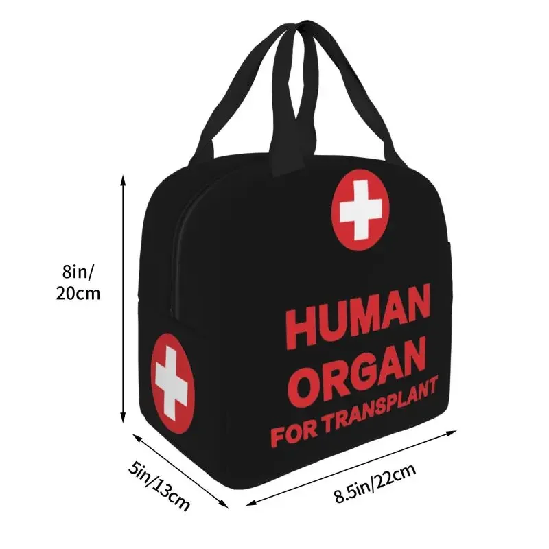 Funny Human Organ for Transplant Insulated Lunch Bag Portable Reusable Waterproof Thermal Bento Tote Bag for Work School Beach
