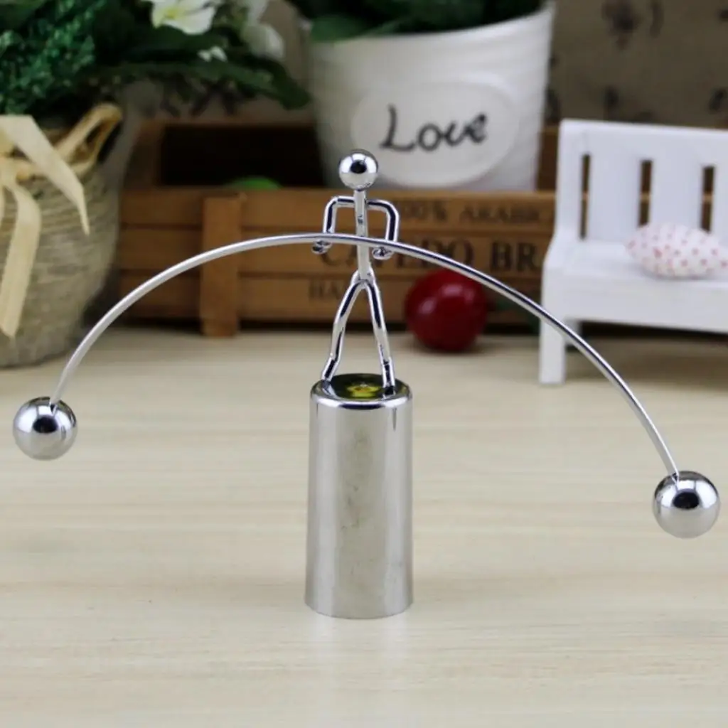 Feet Weightlifter Perpetual Motion Balance Toy Metal Figurine Desk Toy