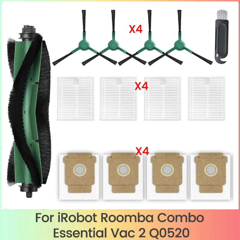 B89B-قطع غيار Forirobot Roomba Combo Essential Vac 2 Q0520 أجزاء المكنسة الكهربائية مرشحات فرشاة الجانب الرئيسي أكياس الغبار