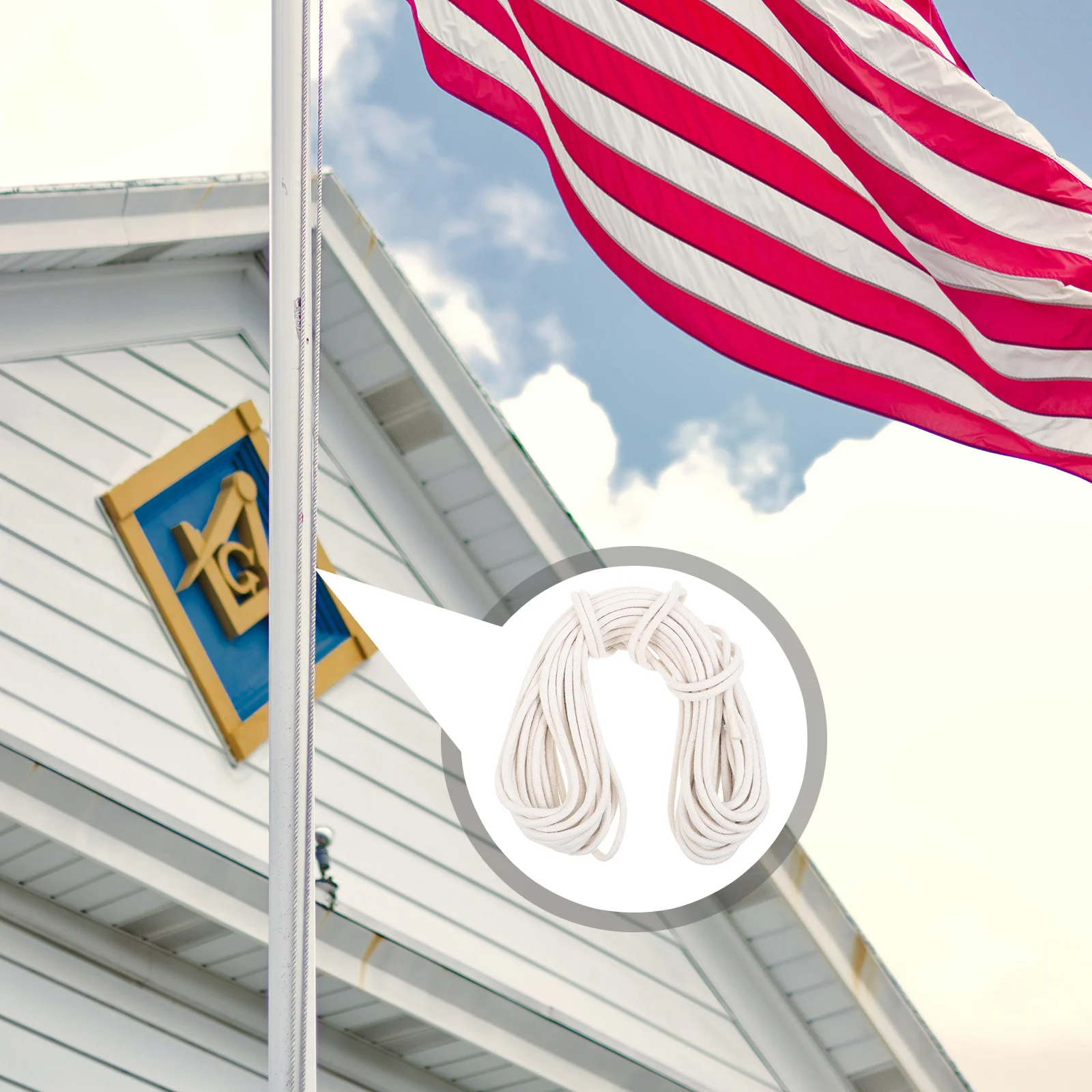 

Flagpole Lifting Rope Cotton Replacement Durable Long Service Life White Color Multi Applications Outdoor Flag