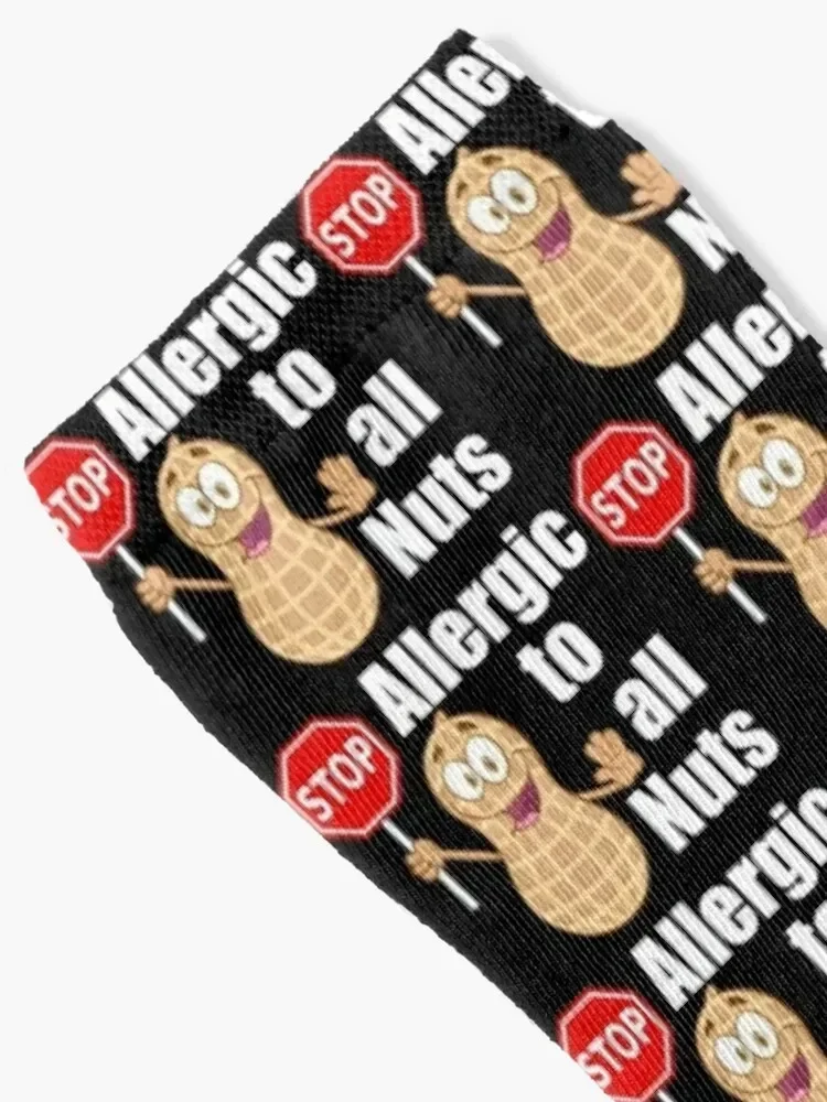 Allergic to Nuts - Cute Peanut Allergy Awareness Socks gym FASHION christmas gifts warm winter Socks Male Women's