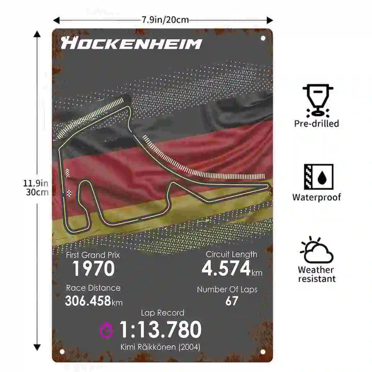 2D FLAT 1pc Hockenheim Grand Prix Circuit Poster Decoration for Home Cafe Garage Bedroom Porch And Garden