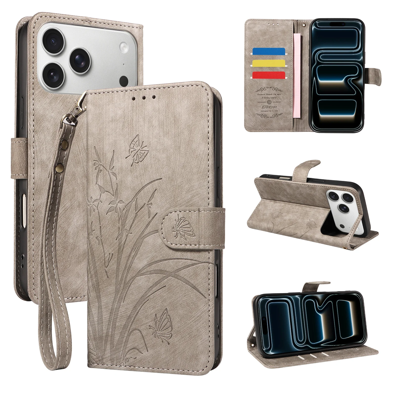 Fashion Faux Leather Phone Case for Samsung GalaxyA05 A06 A36 A16 A26 A53 A56 with Kickstand, Lanyard Hole & Multiple Card Slots