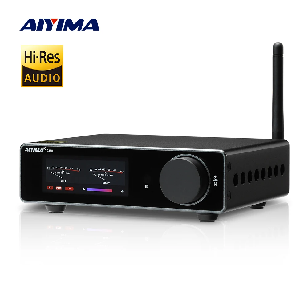 AIYIMA A80 TPA3255 Bluetooth Amplifier PFFB With DAC Electronic UV Meter Power 300WX2 Hi-Res HiFi Home Digital Amp TRS RCA Input