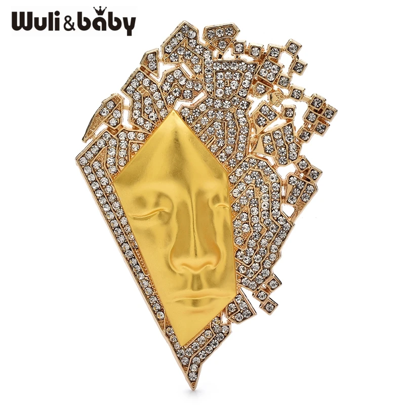 Wuli&baby Charming Art Face Brooches For Women Unisex Metal Rhinestone Abstract Portrait Character Party Casual Coat Brooch Pins