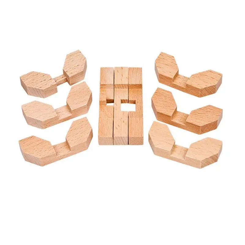 Rompicapo classico in legno Burr Puzzle Puzzle a forma di fiocco di neve 3D Puzzle ad incastro in legno gioco per adulti