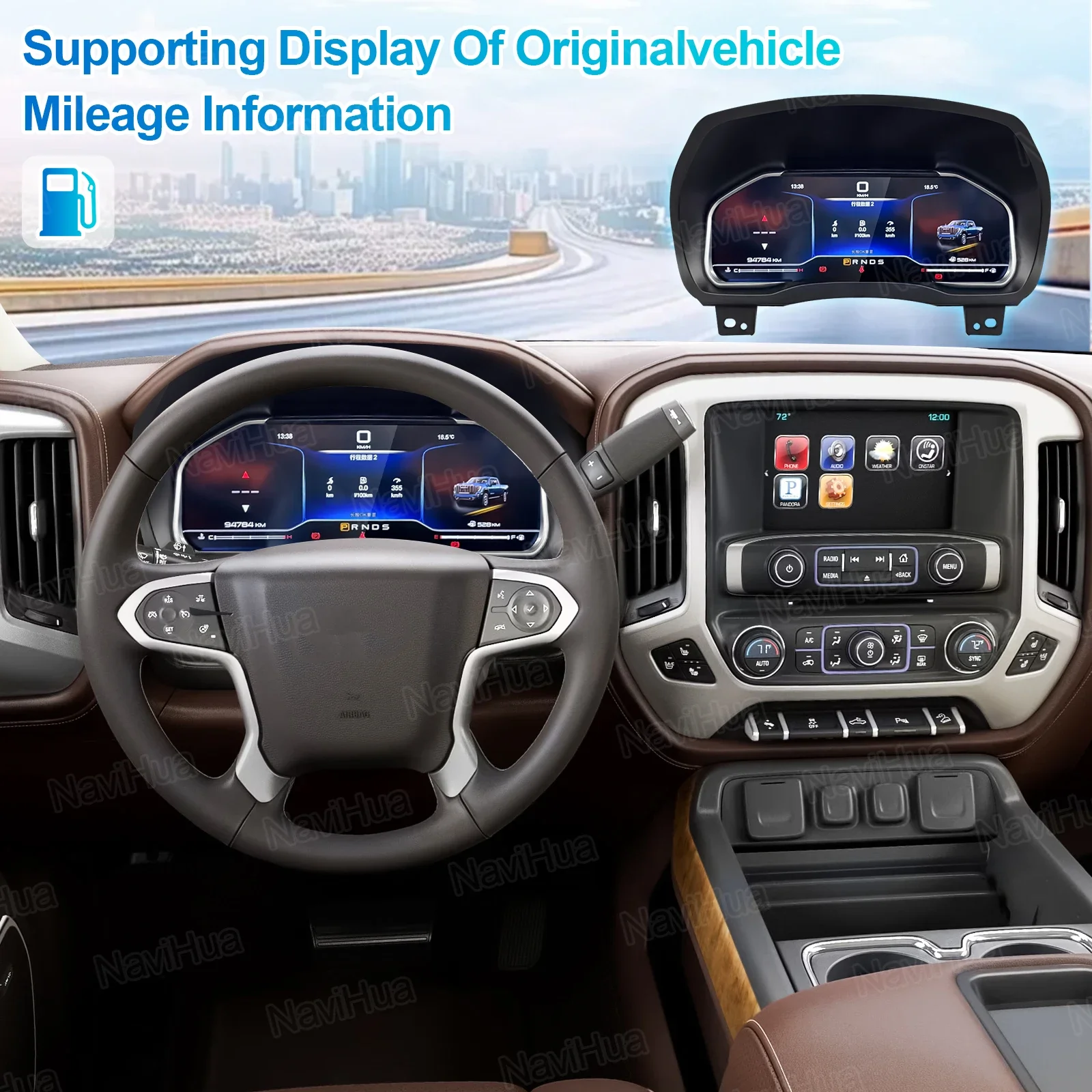 

Цифровая приборная панель Virtual Cockpit для Chevrolet Silverado 2013-2019 / GMC-SIERRA 2014-2020, экран одометра, дисплей скорости