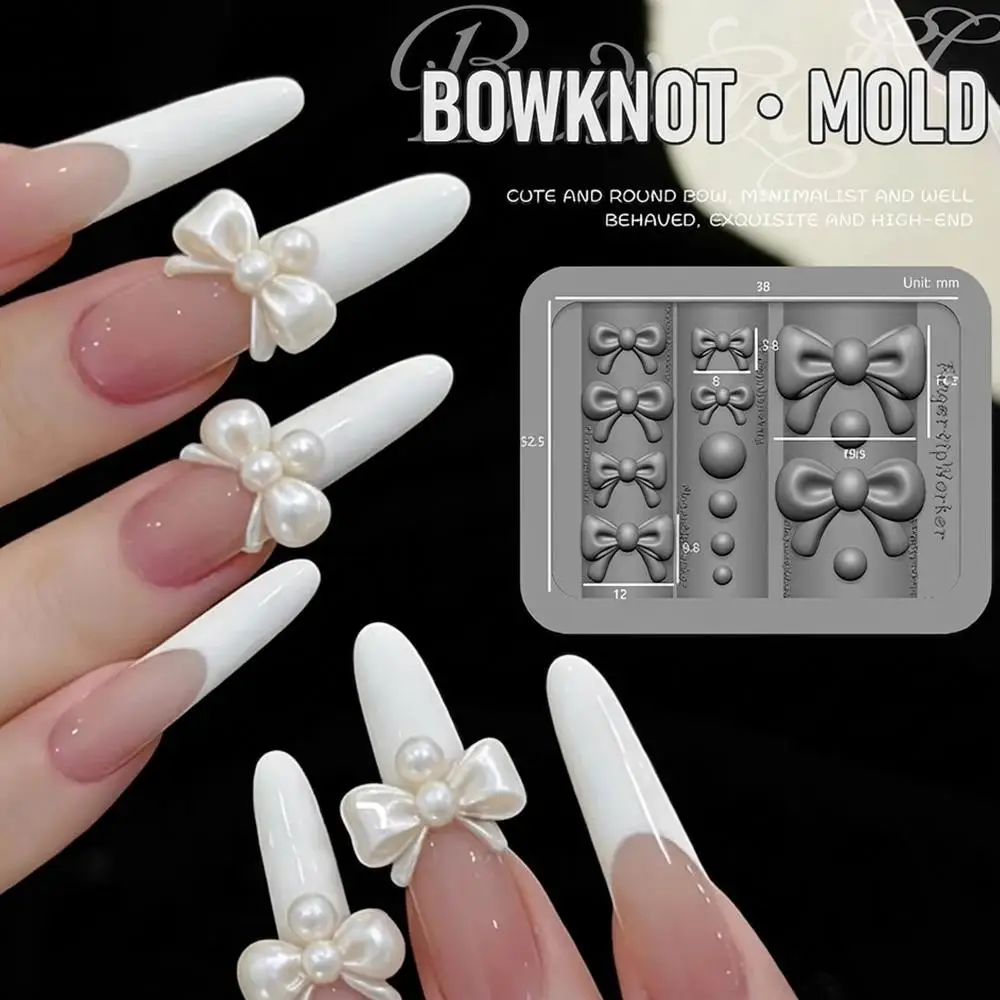 

1Pcs 3D Cute Bow Silicone Nail Art Mold DIY Ball Bowknot Gel Carved Nails Template Reusable DIY Bowtie Manicure Decor Template