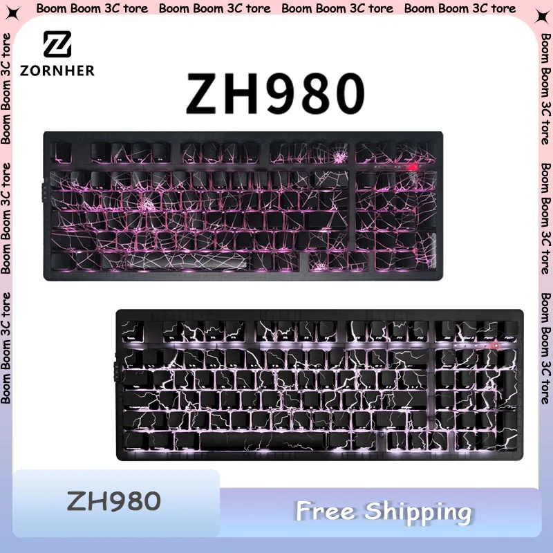

ZORNHER Zuohe ZH980 Spider Web Механическая клавиатура RGB с горячей заменой Трехрежимная беспроводная игровая клавиатура на заказ Аксессуары для ПК Подарки