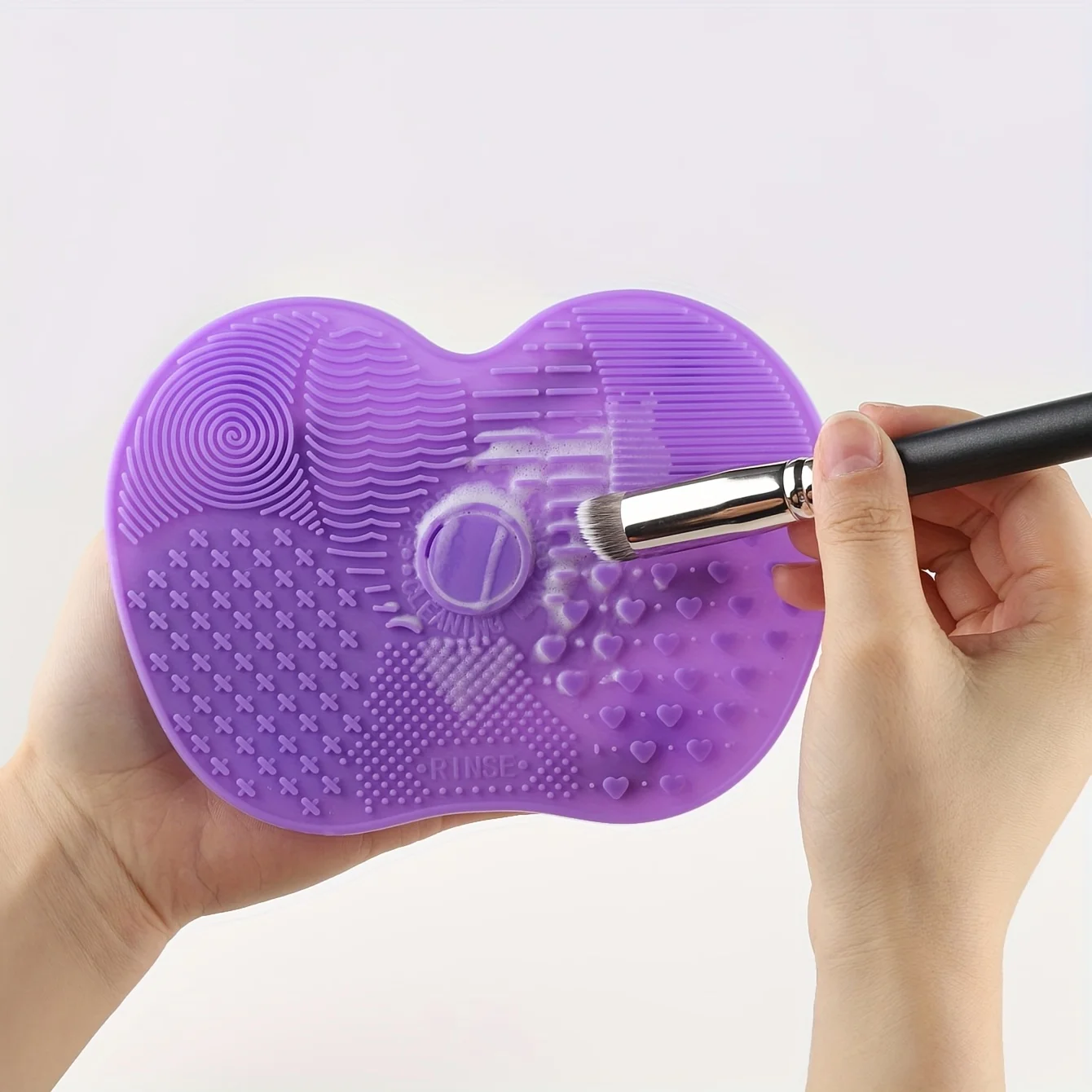 Silicone Makeup Brush Cleaning Pad With Suction Cup, Reusable, Easy To Clean, For Washing Makeup Brushes, Powder Puffs, Etc.