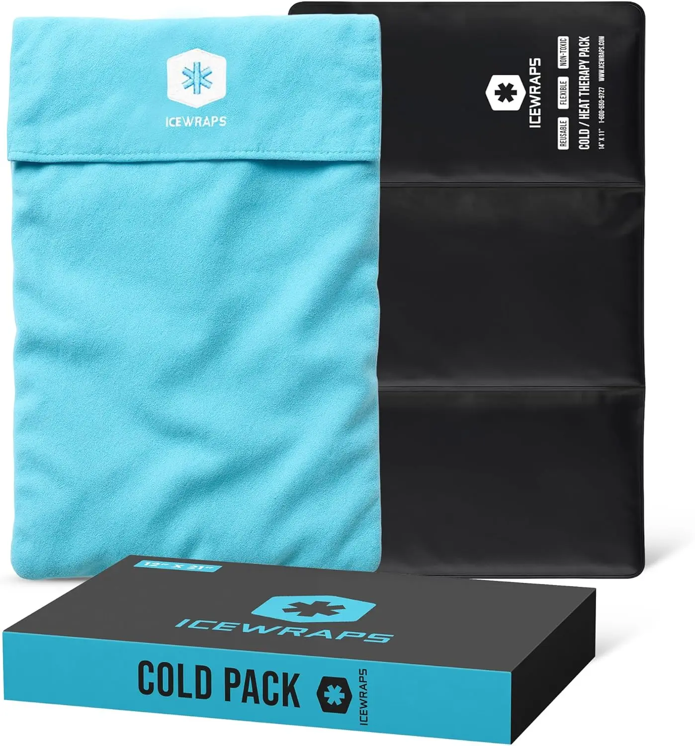 

Очень большой многоразовый охлаждающий пакет с мягким чехлом, гибкая система холодовой терапии для облегчения боли в коленях и спине – подходит для FSA/HSA.