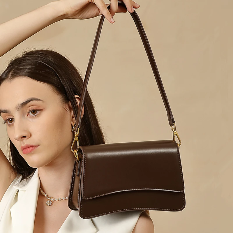 

Toptrends Cowhide Genuine Leather Underarm Shoulder Bags For Women 2025 Luxury Designer Crossbody Purses Square Ladies Handbags